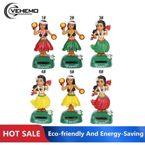 Eco-friendly and energy-saving Hawaiian girl solar car decoration beauty grass skirt swing piece office supplies car