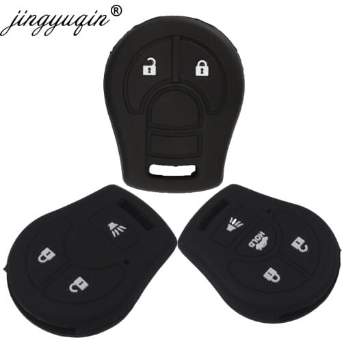 Jingyuqin Silicone Soft Rubber Car Key Fob Case For Nissan Juke Micra Qashqai March Tiida 2/3/4 Button Car Key Cover Holder