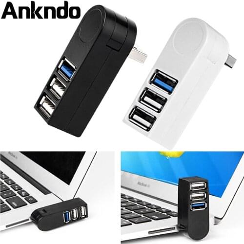 ANKNDO 3 Ports USB Hub For Laptop Computer Mini Rotate Cable Splitter Adapter Data Cable Extention Hab 2.0 3.0 PC Accessories