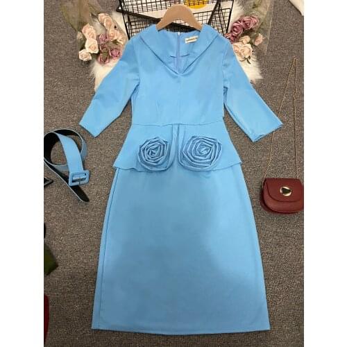 Fake Two Piece Blazer Dress Suits Women Blue Pink Black Solid Slim Jacket Long Sleeve Office Lady Wear Work Elegant Party Dress