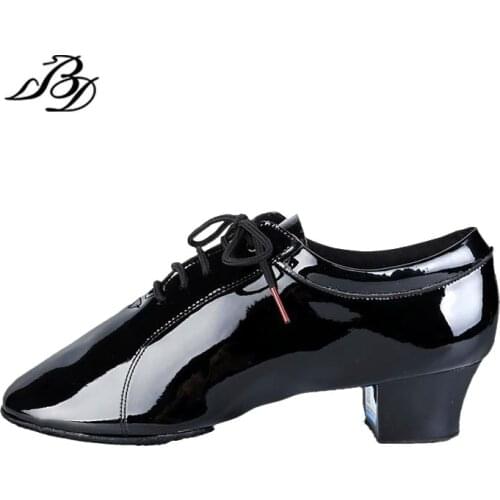 Sneakers Dance shoes Latin Men shoe Christmas Gift BD 419 Patent Leathe Dance school Wear-resistant Non-slip Cowhide Soft Soles