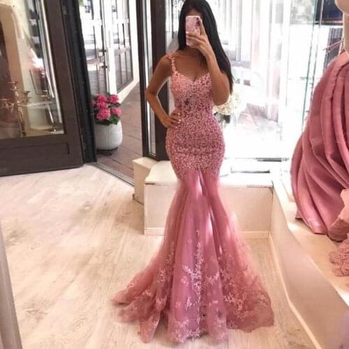 Lace prom dresses 2021 sweetheart neckline beading pearls mermaid tulle floor length long evening dresses gowns