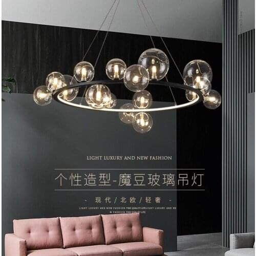 Nordic LED Chandeliers Transparent Glass Bubbles Parlor Restaurant Lights Modern Art Decoration Lighting Fixtures G9 110-220V