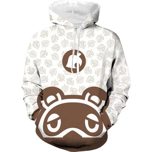 Game Animal Cosplay Crossing Men Hoodies Tops Adult Hooded Pullover Sweatshirt Causal Daily Streetwear