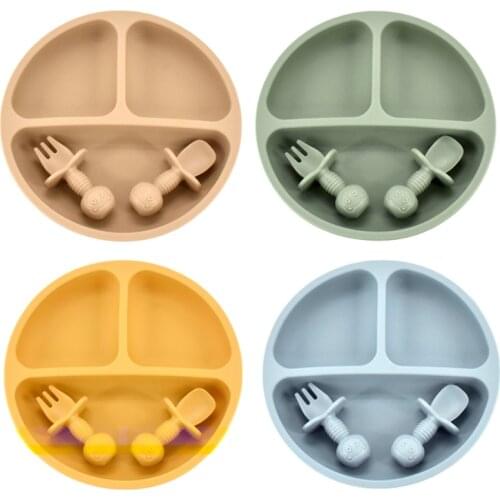 9Colors Baby Plate Set Food Grade Silicone Dishes BPA-Free Tableware Kids Feeding Bowls Kids Learning Dishes Tray Dropshiping