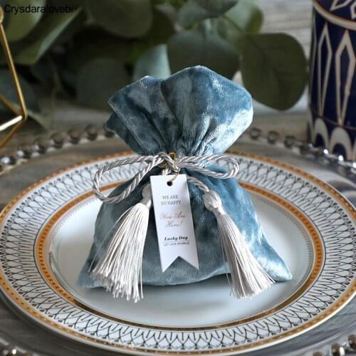 New Velvet sugar gift bag Creative Wedding Candy Box baby shower boxes for party favors event supplies comestic bags supply