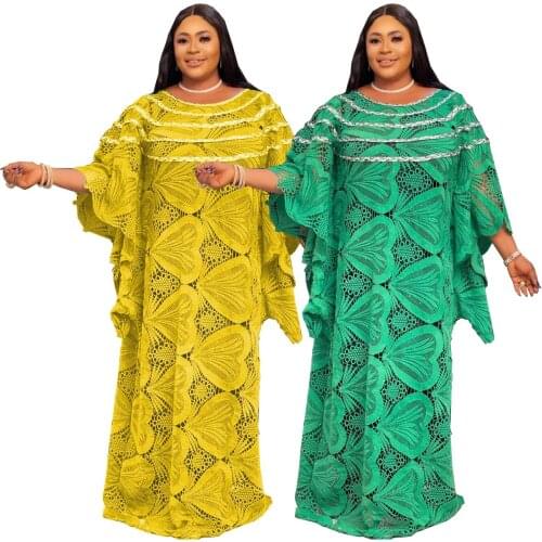 2021 New African Clothes Lace African Dresses for Women Dashiki Boubou Robe Africaine Femme Bazin Riche Party Africa Dress