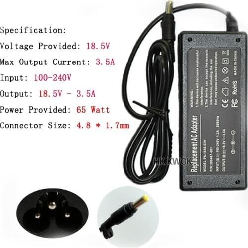 NEW 18.5V 3.5A 4.8x1.7mm AC Adapter Laptop Charger For hp compaq 500 510 520 530 540 550 620 625 CQ515 Replacement Power Supply