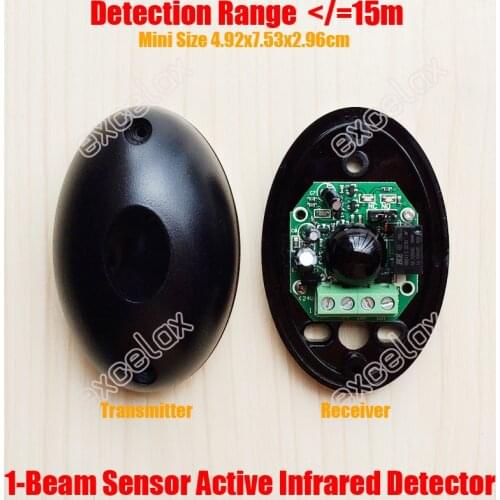 Single Beam 15m Photoelectric Active Infrared Intrude Detector IR Sensor Tamper Alarm Outdoor Automatic Door Gate Window Barrier