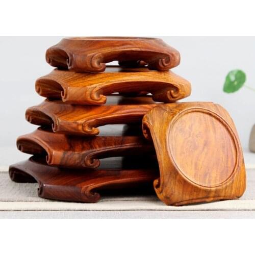 Rosewood Decoration Base Tianyuan Place Teapot Vase Purple Clay Pot Incense Burner Stone Head Solid Wood Craft Base Rosewood Tia