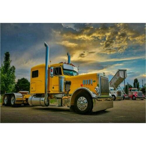 Full square 5d diamond painting cross stitch yellow truck landscape rhinestone diy diamond embroidery car mosaic diamond art