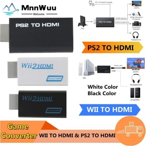 Full HD 1080P Wii to HDMI-compatible Converter Adapter PS2 TO HDMI-compatible Converter 3.5mm Audio for PC HDTV Monitor Display