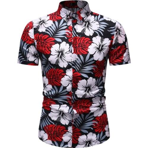 Vintage Floral Print Shirts Mens Work Office Blouses Casual Summer Short Sleeve Camicias Male Slim Fit Business Cardigan Shirt