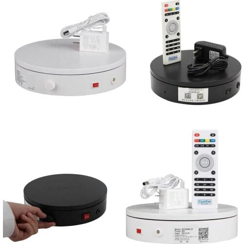 HQ 20CM Diameter 360D Knob/Remote Speed Control Electric Rotating Portable Photography Turntable Display Stand forJewelry Show