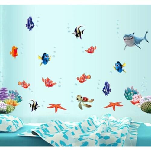 Seabed Fish Bubble Wall Sticker 3D Cartoon Wall Sticker For Kids Rooms Bathroom Home Decor Nursery quarto Decals Poster