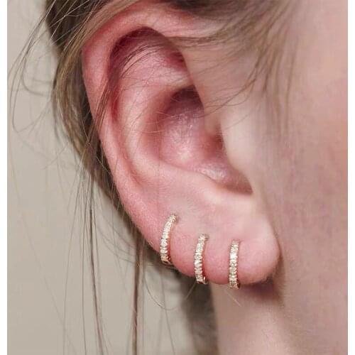 1Pcs 6mm/8mm/10mm Cz Small Hoop Earrings For Women Men Gold Silver Color Simple Minimal Tiny Cartilage Earring Piercing Jewelry