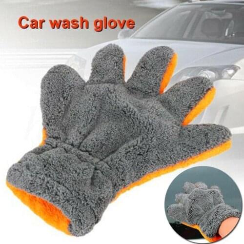 Car Cleaning And Car Cleaning Gloves, Double-sided Coral Fleece Five-finger Gloves, Car Cleaning Tools