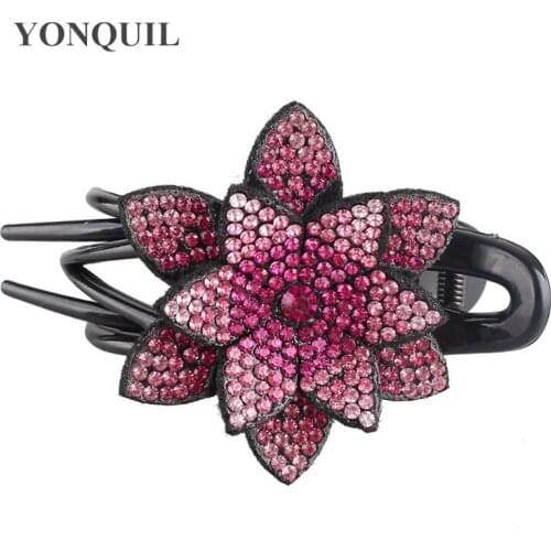 Rhinestone Flower Hairpin Women Plate Spring Hair Accessories Female Top Hairclips Elegant Adult Hairpin Mother Headwear