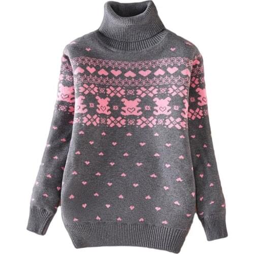 Big girls pure cotton sweaters 4-17T teenage winter velvet turtleneck sweaters knitted pullovers baby girls bottoming shirt tops