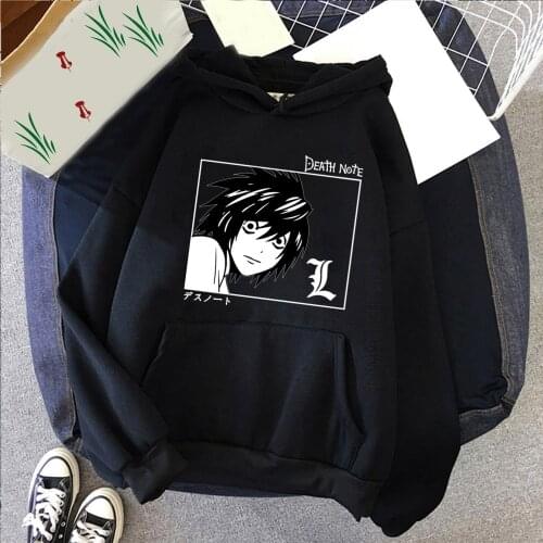 Harajuku Anime Death Note Hoodie Cartoon L·Rollett Graphic Print Streetwear Sweatshirt Men Oversized Streetwear Male