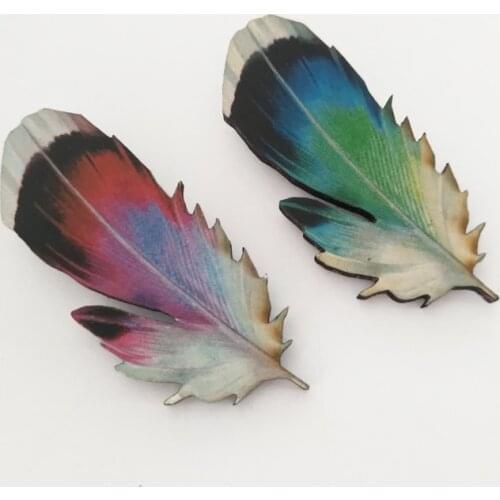 Handmade Unique Leaves Gothic Steampunk Retro Colorful Leaf Wooden Brooch Vintage Punk Accessories