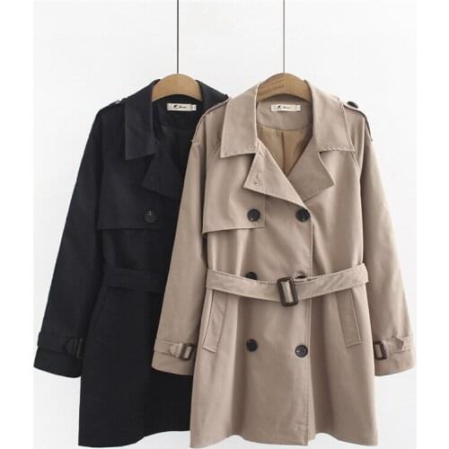 New Windbreaker Female 2020 Spring Autumn Double Breasted Trench Coat for Women Korean Chic Loose Ladies Overcoats With Belt