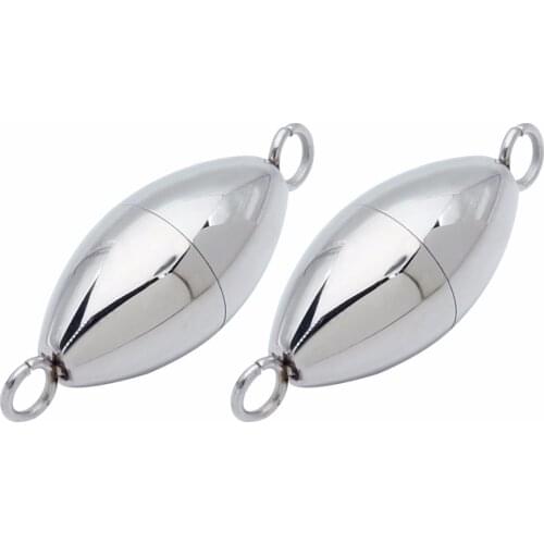 YYW 1 PC Steel Color Stainless Steel Magnetic Clasp 9x26mm Hole Approx 2.5mm Oval Rice Double Hole Connector Clasp Jewelry DIY