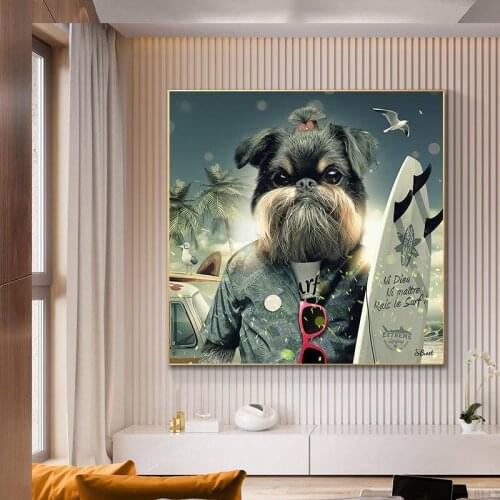 Animals Graffiti Art Brussels Griffon Dog Canvas Prints Paintings Art Wall Pictures for Kids Room Posters and Prints Home Wall