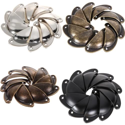 10 Pcs Retro Metal Cabinet And Furniture Knobs Kitchen Cabinet Drawer Furniture Knobs Hardware Antique Brass Shell Pull Handles