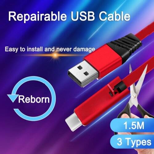 1.5M Renewable USB Cable Micro USB C Type C Cable for Samsung S9 10 11 Note 8 9 phone Reborn Charging Cable for iphone 12 11