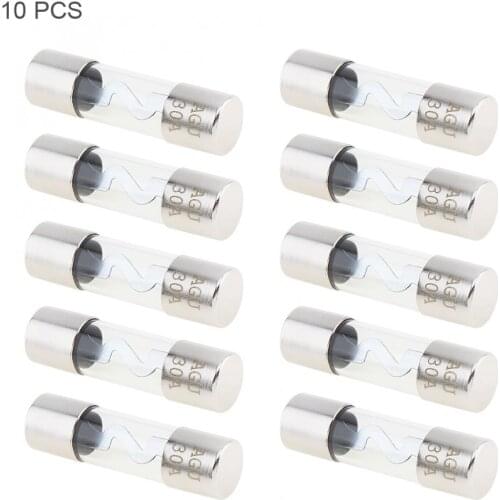 10pcs 30A Car Audio Power Amplifier Glass AGU Nickel Plated Fuse Universal Auto Amplifier Fuse Adapter