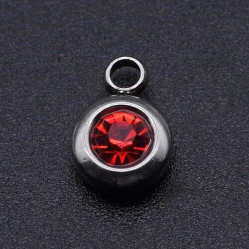 10pcs/lot Stainless Steel 12 colors Birthstone Charms Pendants Wholesale Accept OEM Order Bracelet Making Charms