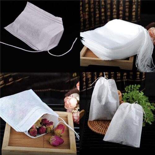 100 pcs Empty Teabags String Heat Seal Filter Paper Herb Loose Tea Bag Non-Woven Fabrics white drop shipping S13 25