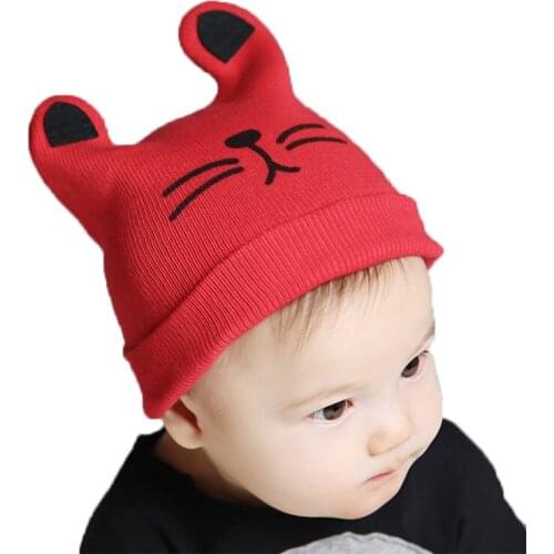 2020 Fashion Winter Korean Newborn Baby Hat Knitted Wool Children Cap Cat Claw Baby Cap