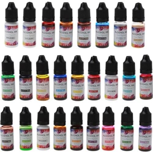 26 Vibrant Color High Concentrated Alcohol-Based Ink Pigment Epoxy Resin Paint Colour Dye Great for Resin Coaster Making