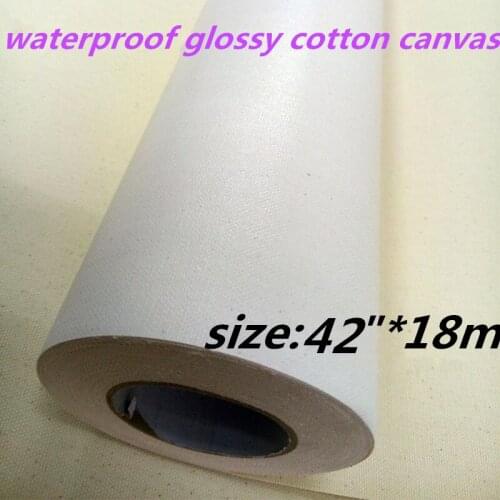 42"*18m Factory waterproof Inkjet glossy Cotton blank printing canvas for artist digital