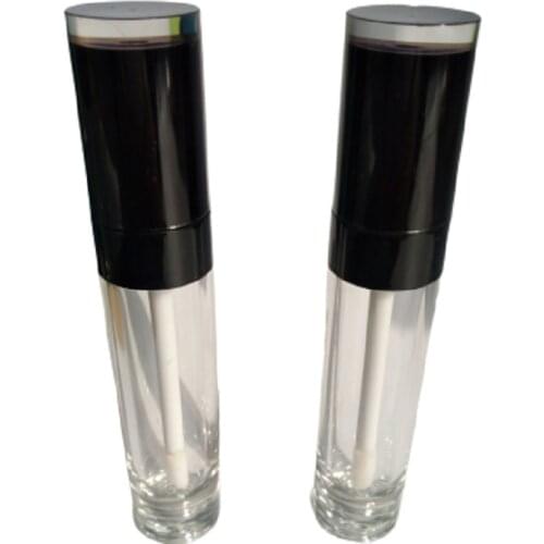 6ML Round Plastic Lipgloss Containers DIY Empty Clear Lip Gloss Tube Black Cap Cosmetics Packaging Container 30/50pcs