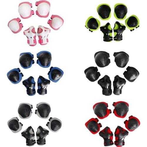 6 Pcs Kids Children Inline & Roller Skating Scooter Knee Wrist Elbow Pad Guard Multicolor Roller Skating Protective Set