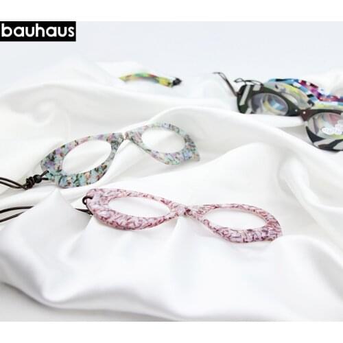 Bauhaus Italy design Reading Glasses Acetate Leather Necklace Pendant Presbyopic Frame Fashion Pendant Free Shipping