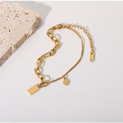 2021 Summer 12 Zodiac 316L Stainless Steel New Collection Paper Clip Chain Double Side Bracelets Anklets For Women Multipurpose