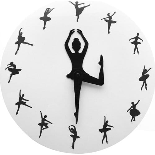 Dancing Lady Clock Ballerina Girl Wall Clock Hands Silent Movement Modern Wall Clock Dancing Room Decoration Swan Lake Art