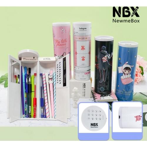 Newmebox School Pencil Case with Lock for Girls Boys NBX Pen Box Cute Cat Cartridge Bag Stationery Large Pencase Big Pencilcase