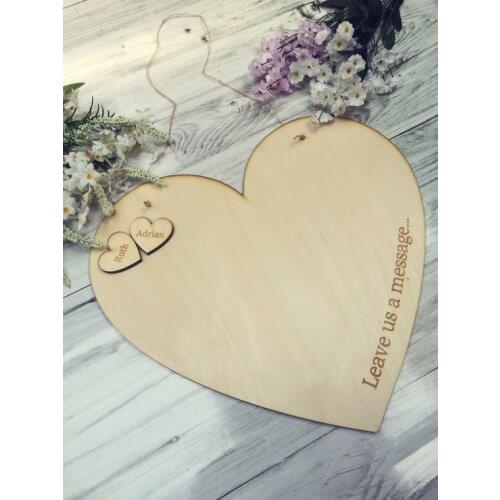 Hanging Heart Wood Wedding/Engagement/Anniversary Guestbook