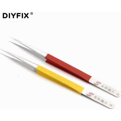 DIYFIX Ultra Thin Precision Tweezers Anti Static Clips Forceps For Jewelry Electronic Component Holding Picking Repair Hand Tool