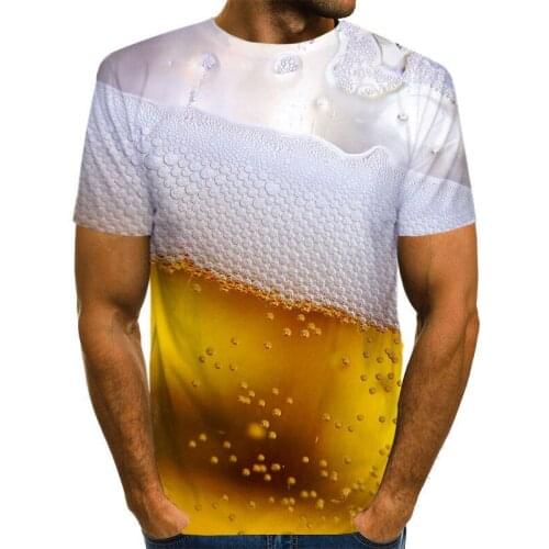 Men Funny 3D Print T-shirt Casual Bubble Beer Printed Short Sleeve Tees Fashion Plus Size Round Neck Male Summer Tops 5XL