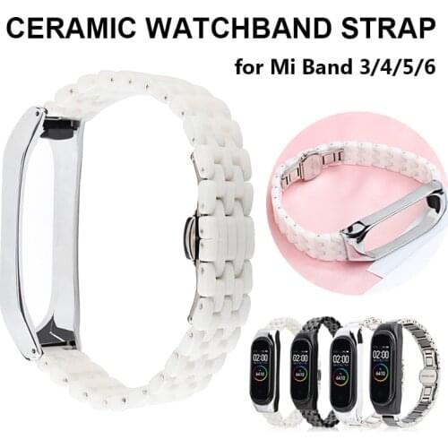 Ceramic White Metal Strap for Mi Band 6 Bracelet for Xiaomi Miband 5 4 3 Band Mi6 Mi5 Wristband Replacement correa