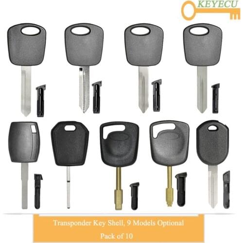 KEYECU 10 Pieces/Lot Uncut New Transponder Ignition Car Key Shell Case Cover Housing for Ford