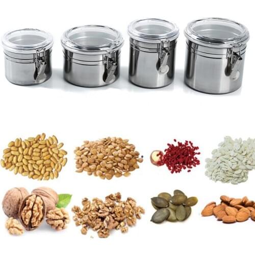 Kitchen Sealed Cans Stainless Steel Storage Box Tea Coffee Beans Storage Tanks Food Jars Preservation Bottle Tools
