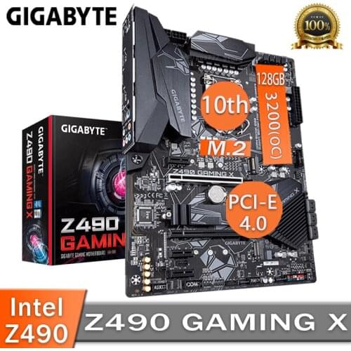 LGA 1200 Gigabyte Z490 GAMING X Motherboaard DDR4 128GB PCI-E 4.0 M.2 SSD Gaming ATX Desktop Intel Z490 Placa-mãe 1200 ATX New