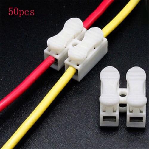 Lot 50pc Self Locking Electrical Cable Connector Quick Splice Lock Wire Terminal 2 Pins Electrical Cable Connectors Quick Splice